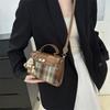 Fashionable Plaid Color Block Shoulder Crossbody Bag Women Bags2024 Street Style