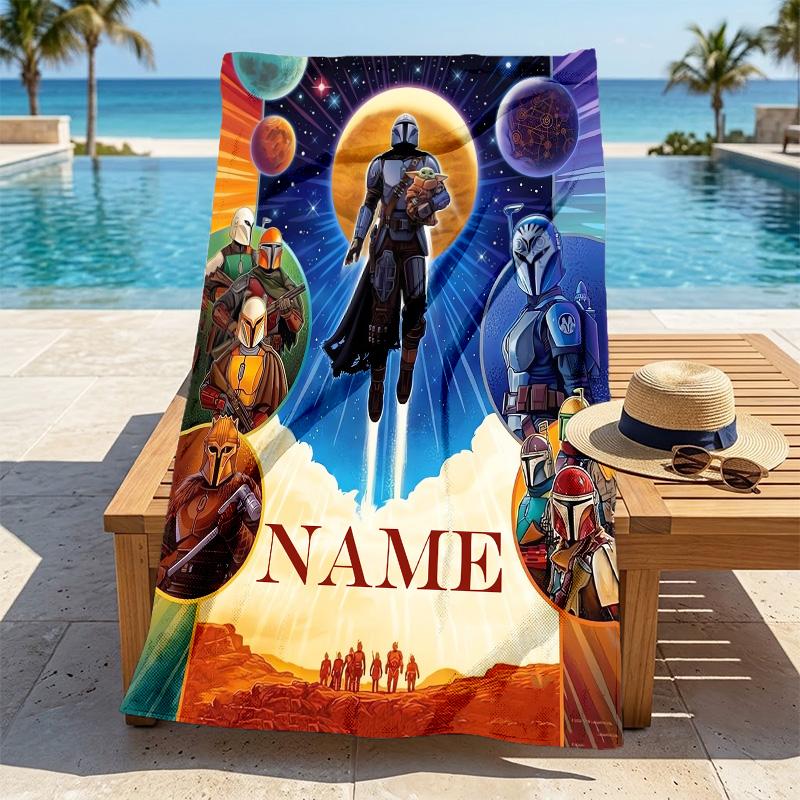 Custom Name Yoda's Legacy Stylish Digital Printing Beach Towel Quick‑Drying Absorbent Blanket for Beach Pool Gym Travel