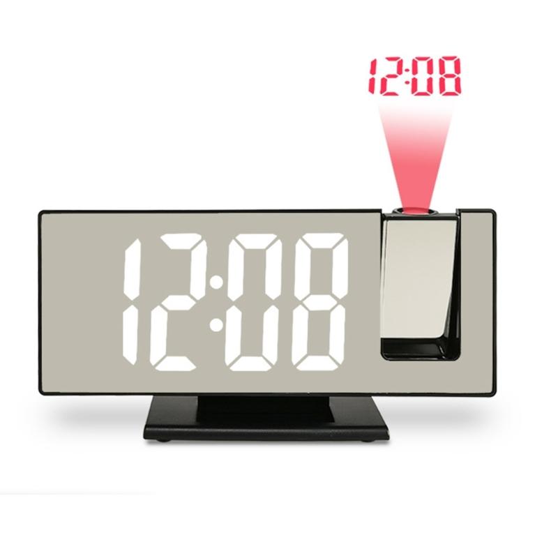 Digital Clock Temperature Display with Projection and Mirror Alarm Clock for Bedroom Easy to Set with Projection