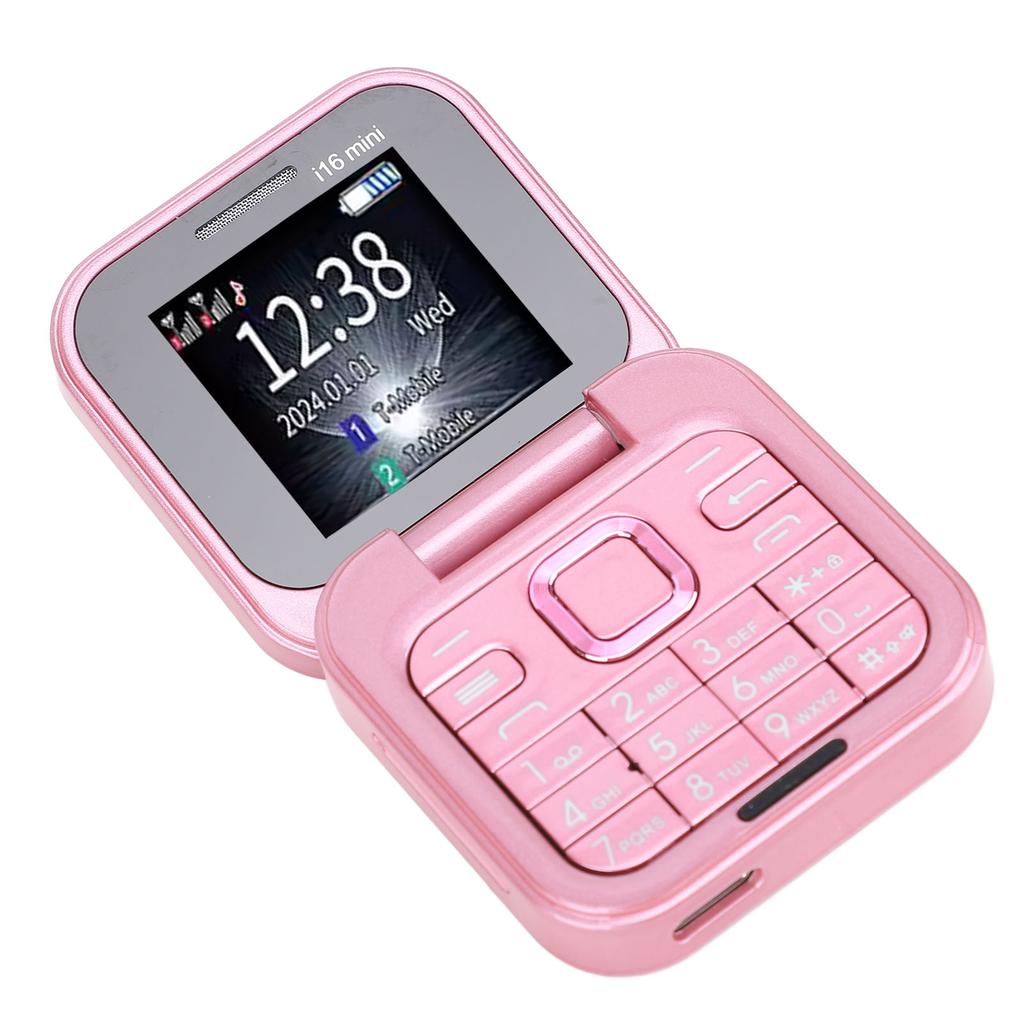 Kleines Klapphandy, faltbar, interner und externer Doppelbildschirm, HD-Kamera, Klapphandy, Pink