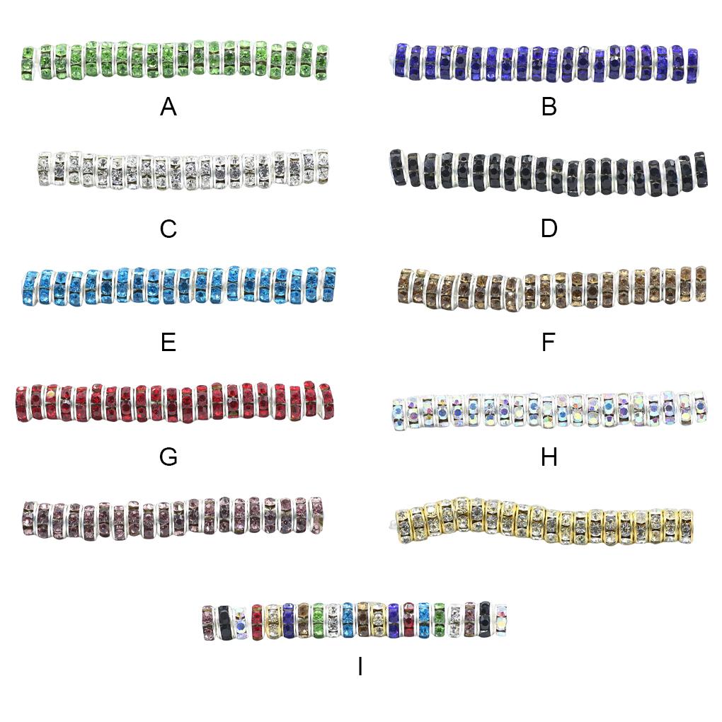 50 Pieces Rhinestone Rondelle with Large Hole Handmade Spacer Beads Crystal Multi-colors Loose Bead Bracelet Necklace