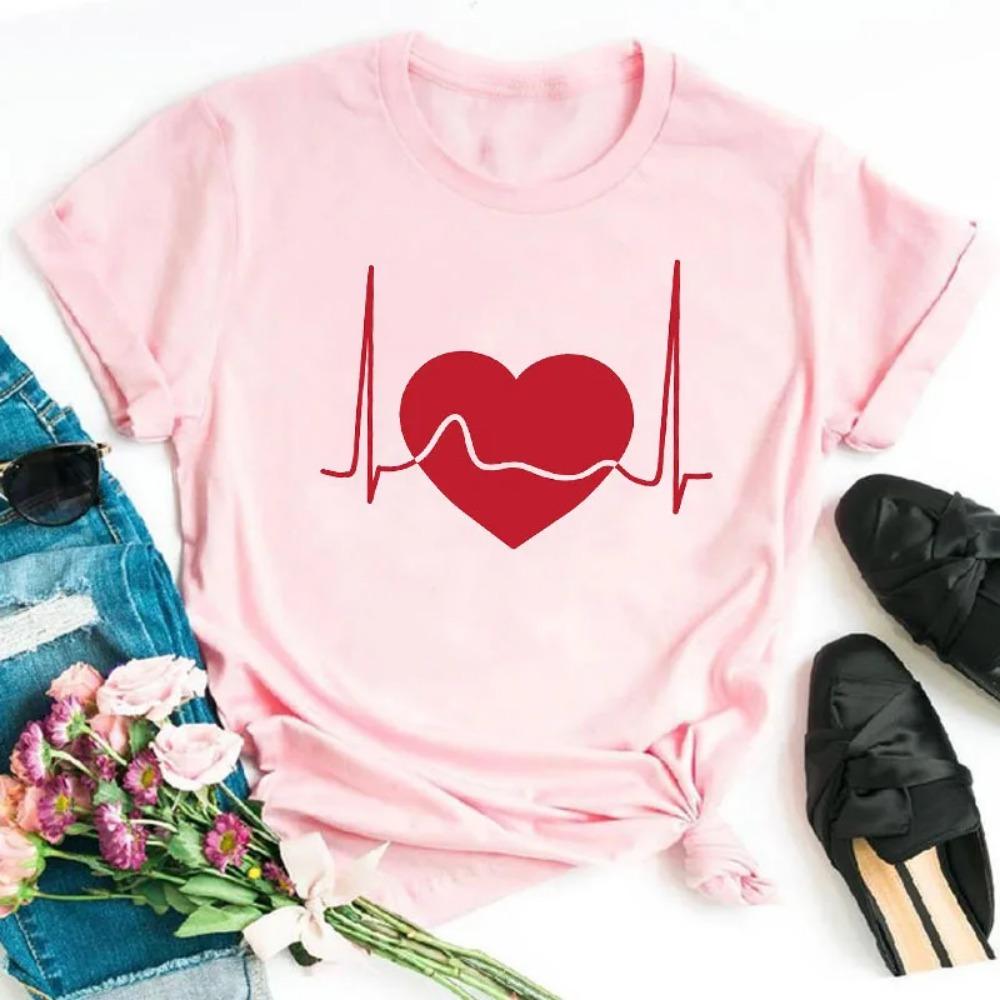 Neues Fahrrad Blume Liebe Retro Locker Einfach Süß Halbarm Kurzarm T-Shirt Damen Sommer Mode Polyester Stoff