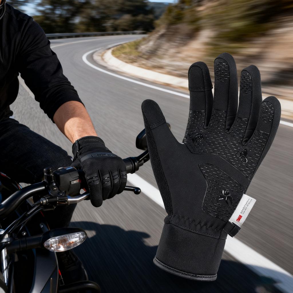 3M Gloves Black Waterproof Winter Warm Touch Screen Motorcycle Ski Snowboard Gloves Men Outdoor Sports Riding