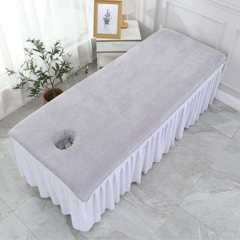 Gray Large Soft Absorbent Beauty Salon Bed Towel with Hole