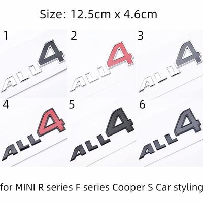 1X ALL 4 Metal Car Emblem Sticker ALL4 Badge Stickers for MINI R60 R61 F60 Cooper S Countryman Paceman Car Styling