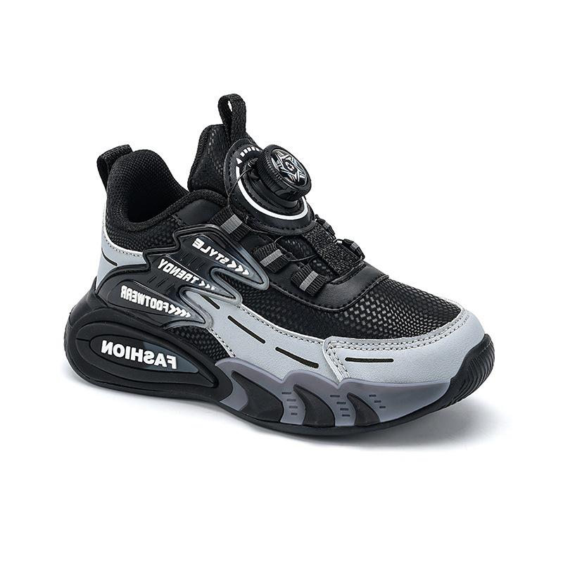 Boys' Waterproof Leather Sports Shoes with Rotating Button for Autumn/Winter 2025 - Ideal for Older Kids