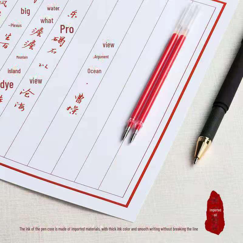 5000 Years W-386 Černá a červená 0,7mm Matné kaligrafické gelové pero - Podpisování, Hrot Bullet, Voděodolné, Uhlové.