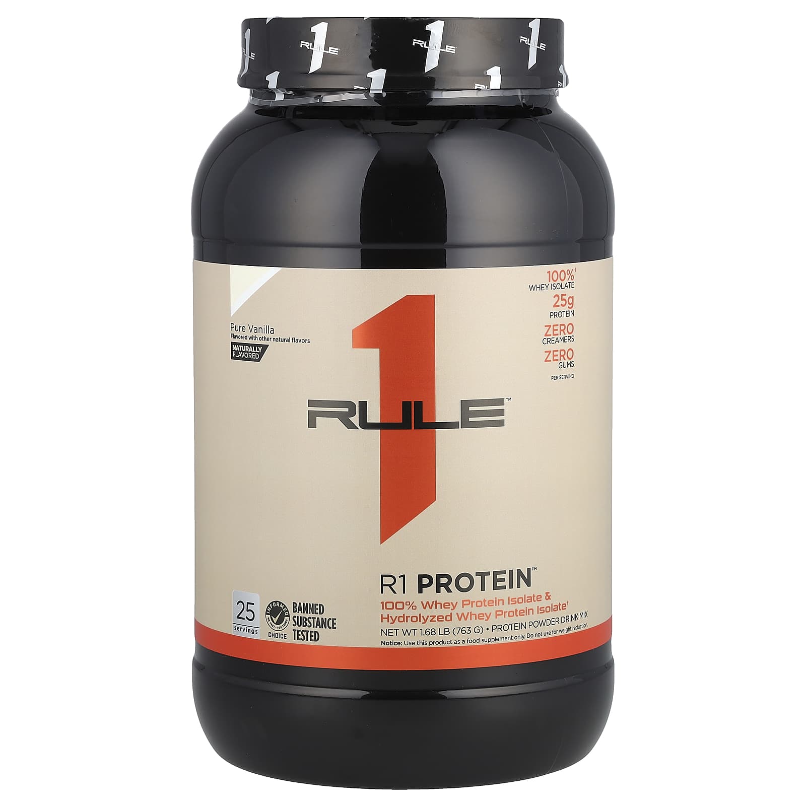 

Rule One Proteins, R1 Protein Powder Drink Mix, Pure Vanilla, 1.68 lb (763 g)