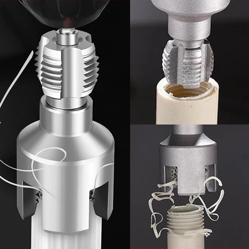 Electric Drill Compatible Water Pipe Threading Tool  Multifunctional Screw Extractor Kit 4/6 Points Threader Thread Repair Extractor Remover Broken