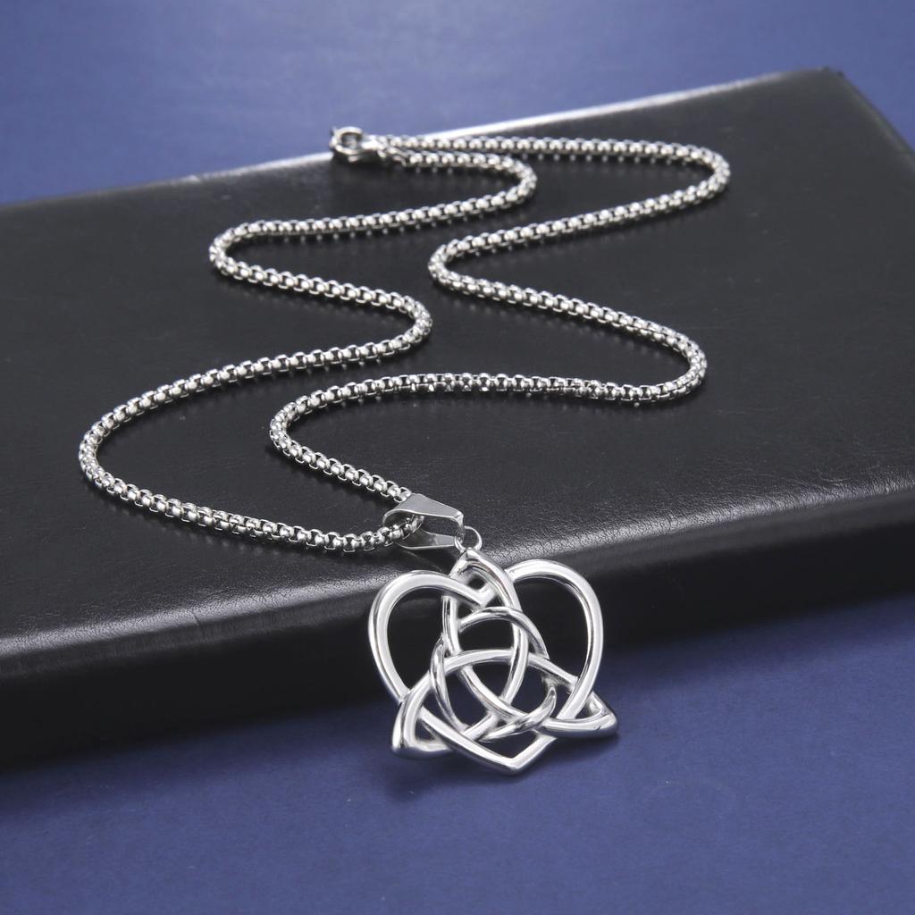 Fashion Love Celtic Knot Pendant Necklace 925 Silver Cast Jewelry