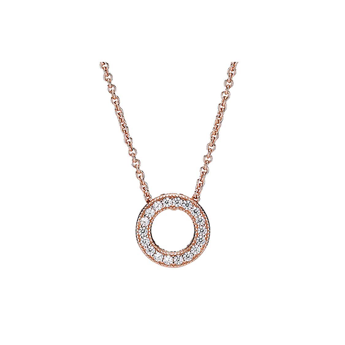 Pandora Logo Pavé Necklace Women necklace Rose-Gold 387436C01 Box