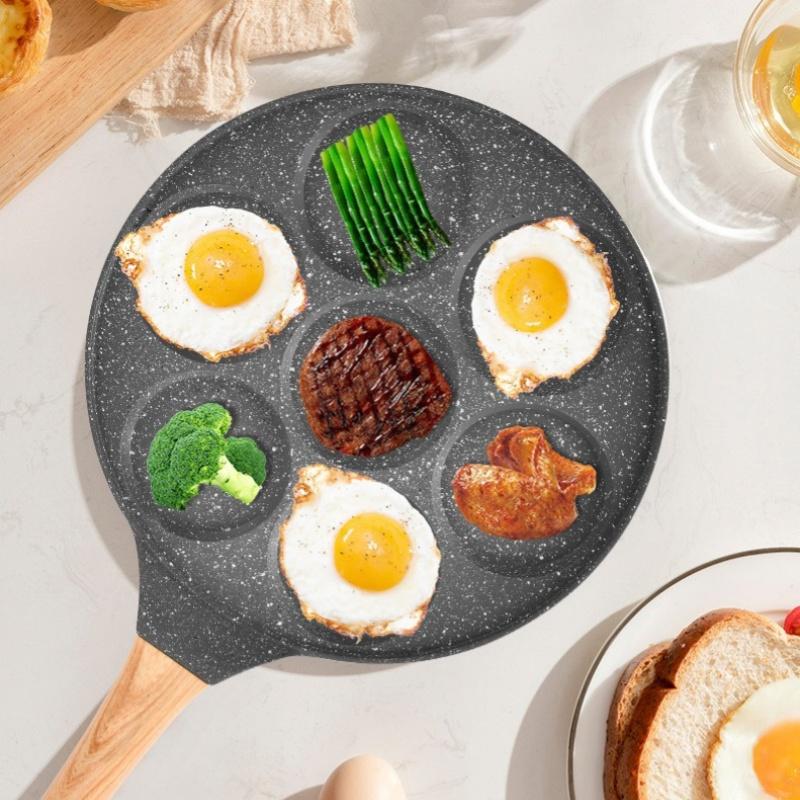 Seven-hole Pancake Pan Household Pan Aluminum Alloy Animal Smiley Breakfast Pot Bakelite Handle Non-stick Pan Fried Omelet Pan