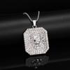 2025 Fashionable European & American Hip Hop Lion Head Necklace with Full Diamond Square Pendant
