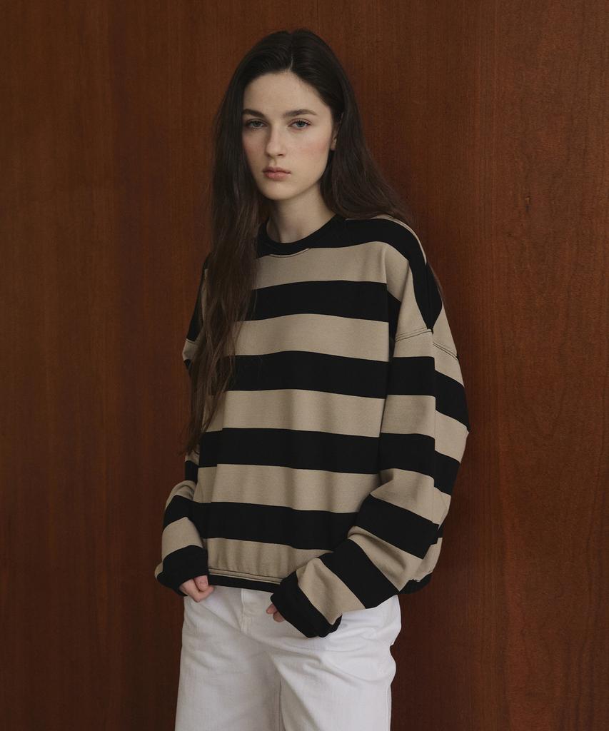 Seutyudioaenpaleukeu Big Striped T-Shirt_Beige
