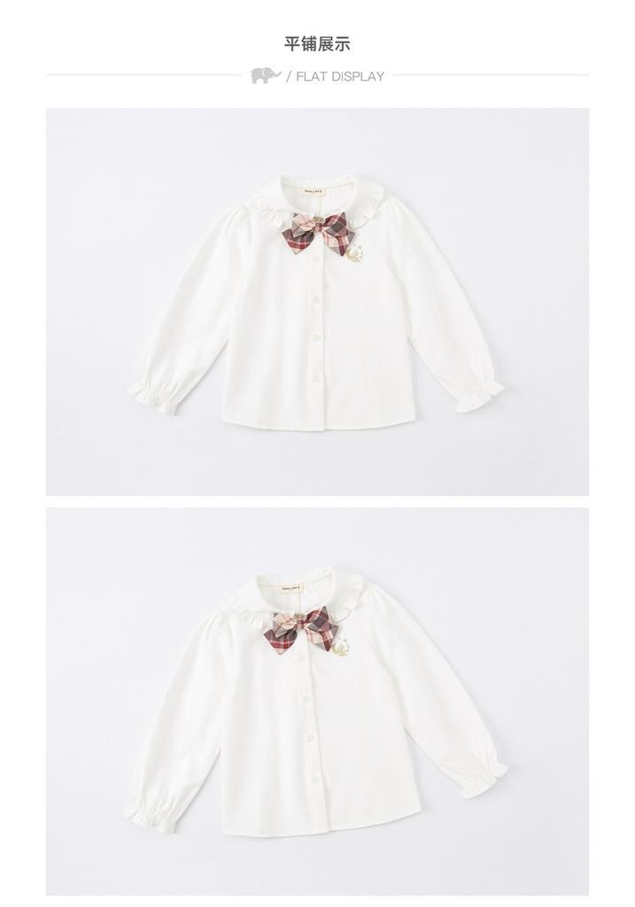 David Bella Girls' Shirt Autumn Dress Medium Sized Children's Shirt Children's Top JK Shirt Children's Long Sleeve