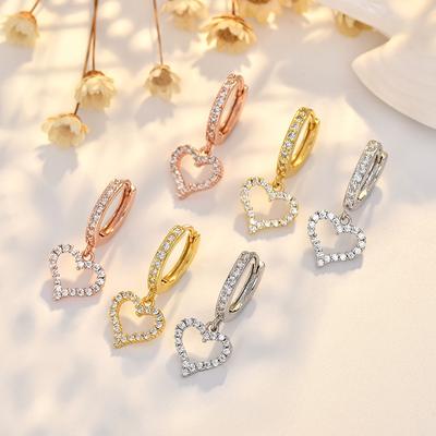 Schmuck Luxus Temperament Kupfer Eingelegtes Zirkonium Geometrisch Liebe Ohrstecker Modisch Vielseitig Runde Ohrringe Ohrringe