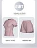 Women's Summer Yoga Outfit: Quick-Drying Short-Sleeve Top, Stretchy Mesh, Fashionable and Lightweight Fitness Wear for Morning Runs.