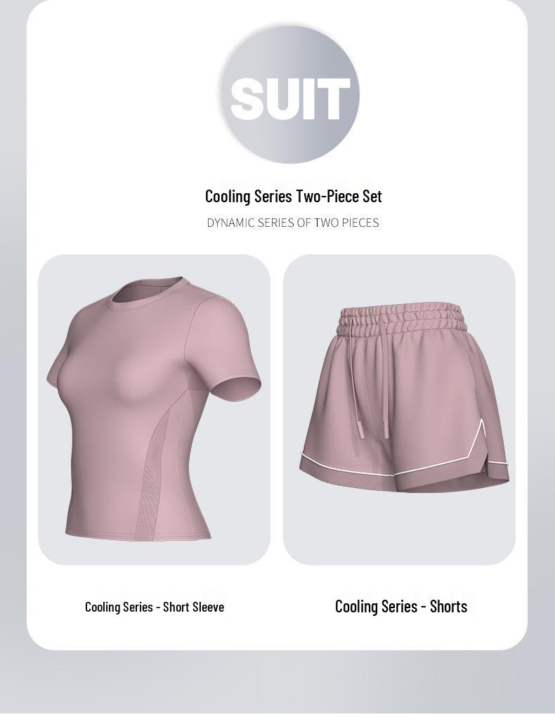 Women's Summer Yoga Outfit: Quick-Drying Short-Sleeve Top, Stretchy Mesh, Fashionable and Lightweight Fitness Wear for Morning Runs.
