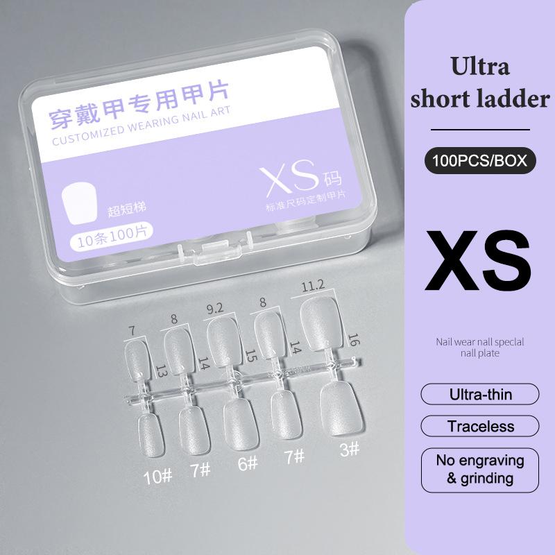 100Pcs/Box Xs/S/M Fake Nails No Polishing No Trace Press On Nails Clear Artificial Thin Nail Tips For Nail Extension Home Diy