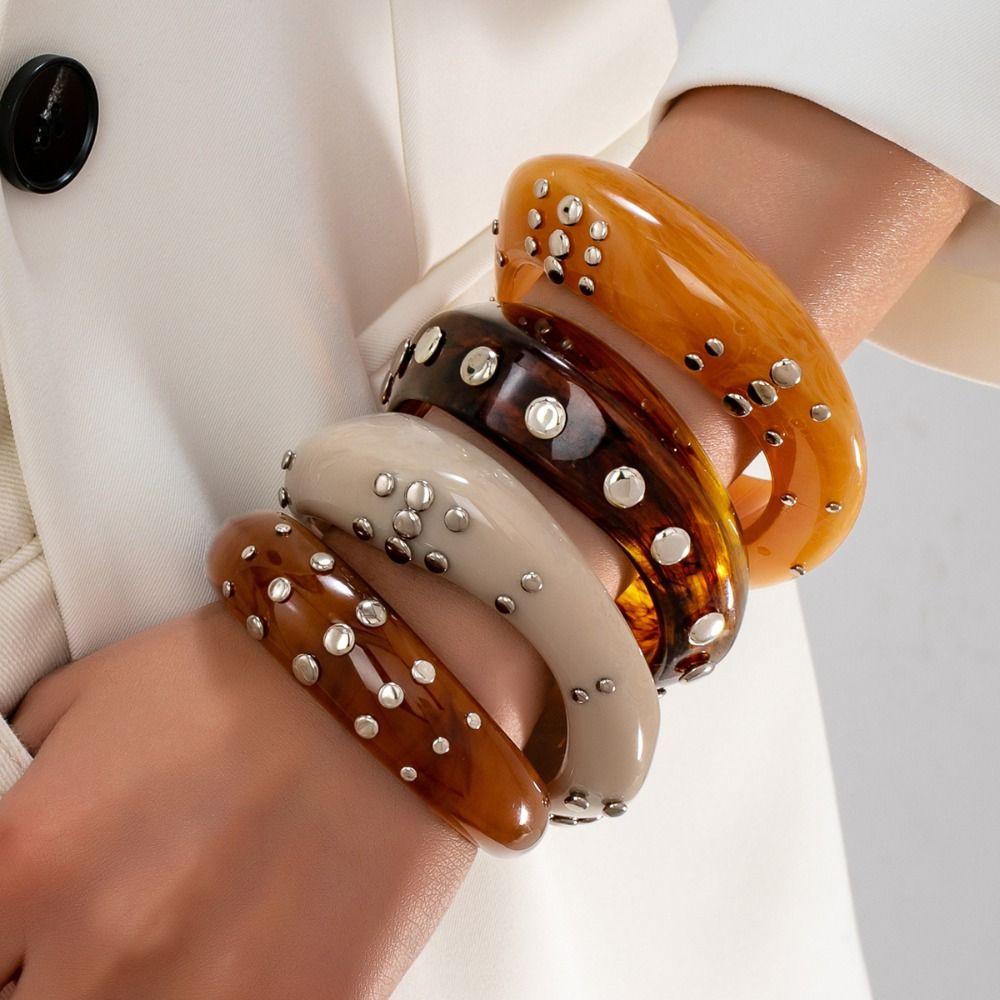 Vintage Acrylic Bangle Bohemian Chunky Bangle Creative Cuff Bracelets  Gift