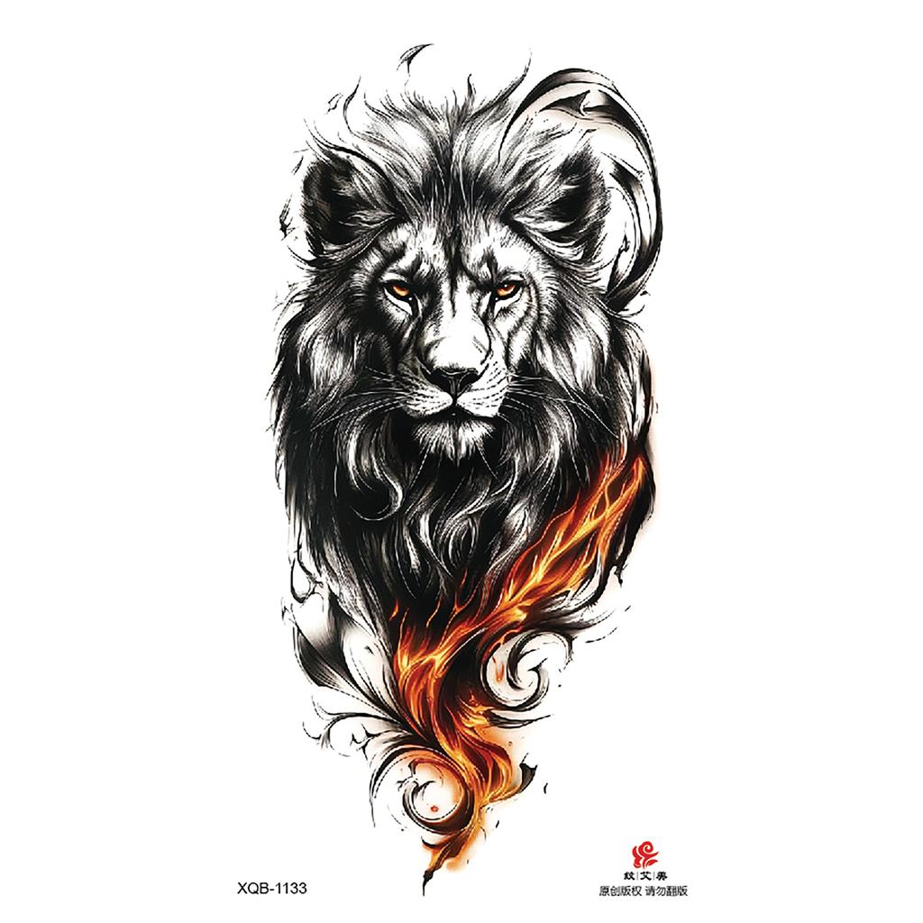 2026 Nuovo Tatuaggio Temporaneo Impermeabile Adesivo Fuoco Foresta Leone Lupo Tigre Flash Tatuaggi Uomo Corona Corpo Braccio Finto Tatuaggio