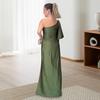 Abito da Sera da Donna Monospalla Manica Singola Aperta Orlo con Spacco Colore Solido Vita Slim Decor Nodo Plissettato Colore Solido Abito Lungo Maxi da Ballo Cocktail Party