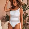 1011 Direct Supply Europe and America New Swimsuit Women's Shoulder Sexy One-piece Bikini Solid Color Swimsuit