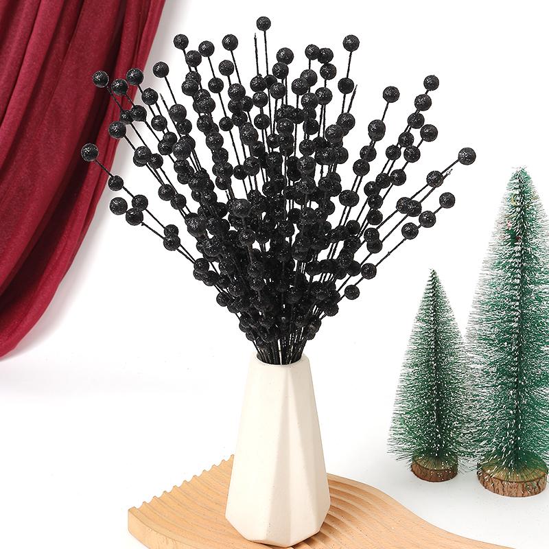 40cm Glitzerbeeren Künstliche Blumen Weihnachtsdekorationen Christbaumschmuck für Heimdeko Neujahr Navidad Partyzubehör