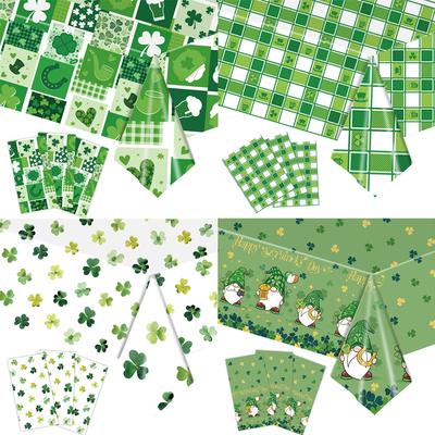 St. Patrick's Day Clover Tablecloth Decorations 2025 Clover Printed Tableclot Rectangle Table Cover St. Patrick's Day Party Decoration