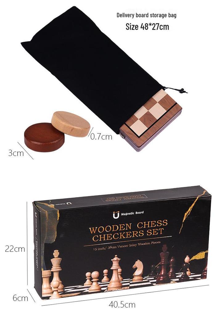 Wooden Magnetic Chess Set: Portable Folding Board Game for Kids & Adults, Perfect for Parent-Child Interaction