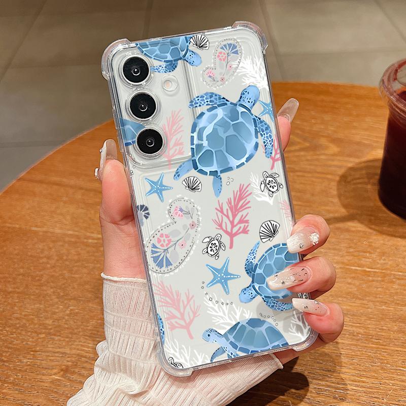 

Whale Turtle Pattern Clear Phone Case For Samsung Galaxy S26 S25 S24 S23 Ultra S22 S26 Plus S21 S24 S25 FE Shockproof Soft Cover Galaxy S26