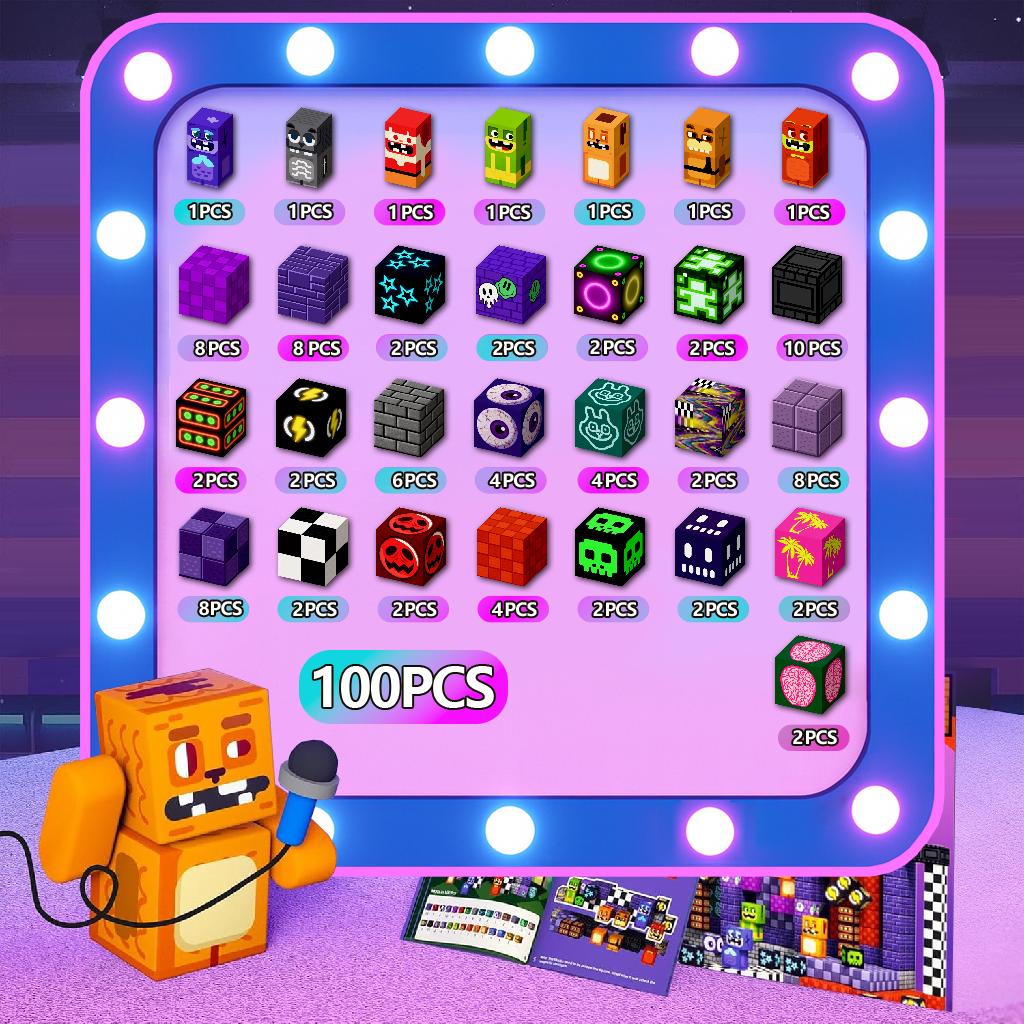 Magnetic Building Blocks Mine World Magnet Lava Dark Cave Midnight Bear Brick Cube Education Sensory Halloween Toy Children Gift