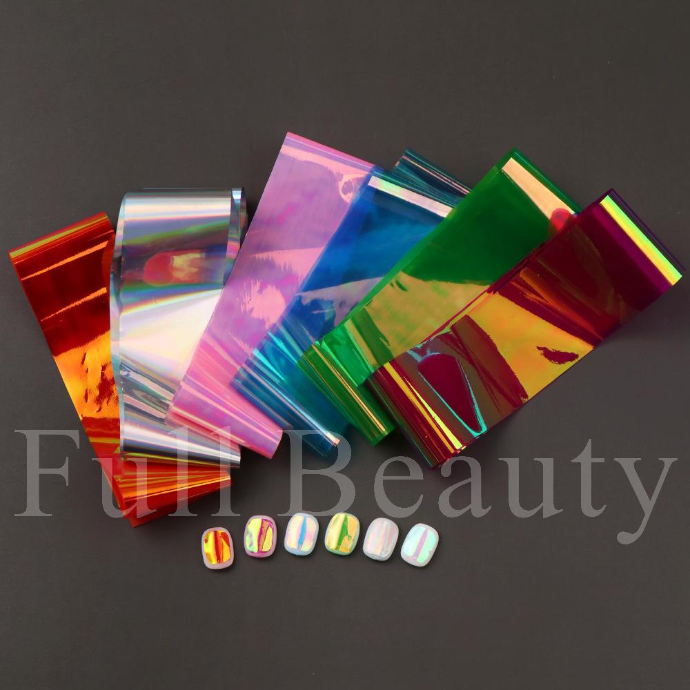 New 6-color boxed nail art cellophane aurora candy paper nail decoration