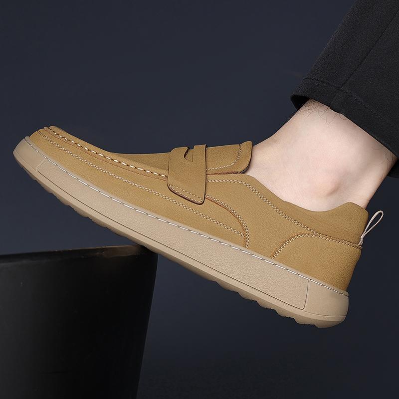 Quality Leather Business Office Casual Men Shoes Comfortable Breathable Elegant Loafers Men Flat Bottomed Non Slip Walking Shoes
