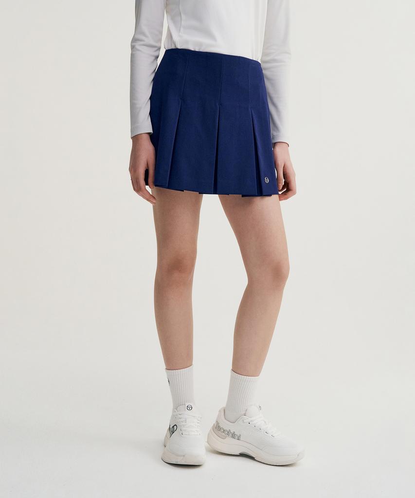 SERGIO TACCHINI W Preppy Wide Pleated Skirt (Navy)