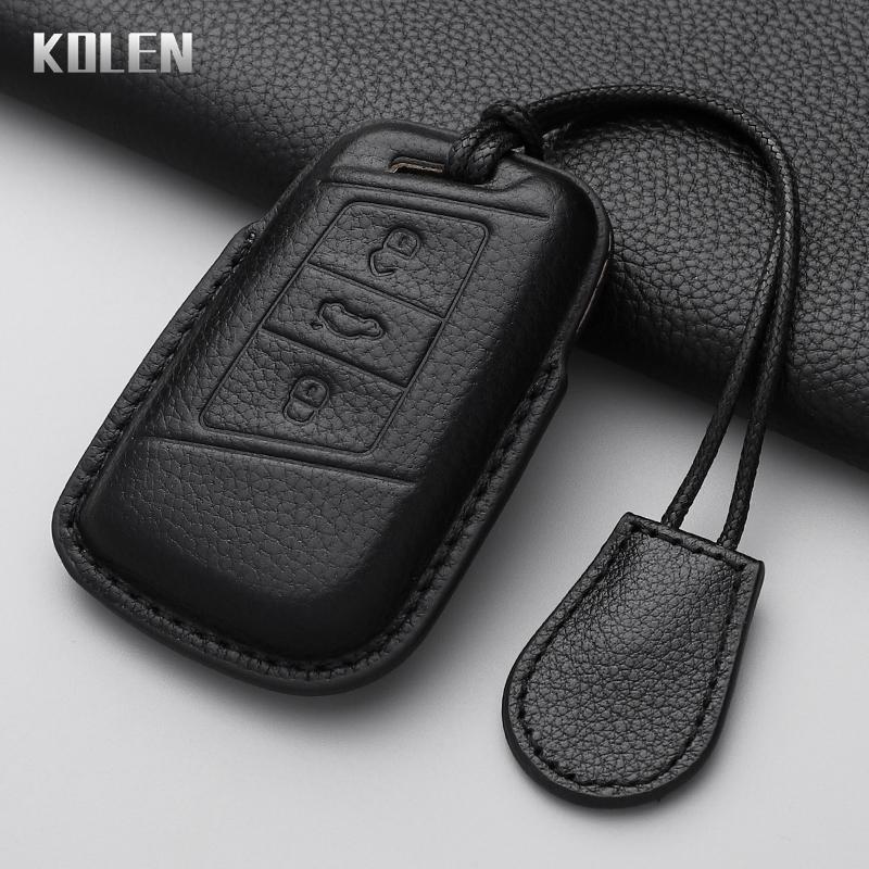 Genuine Leather Auto Key Fob Cover Case Housing Remote Fit For Vw Volkseagen Passat B8 Magotan Fit For Skoda Superb A7 Kodiaq Seat Protected Key