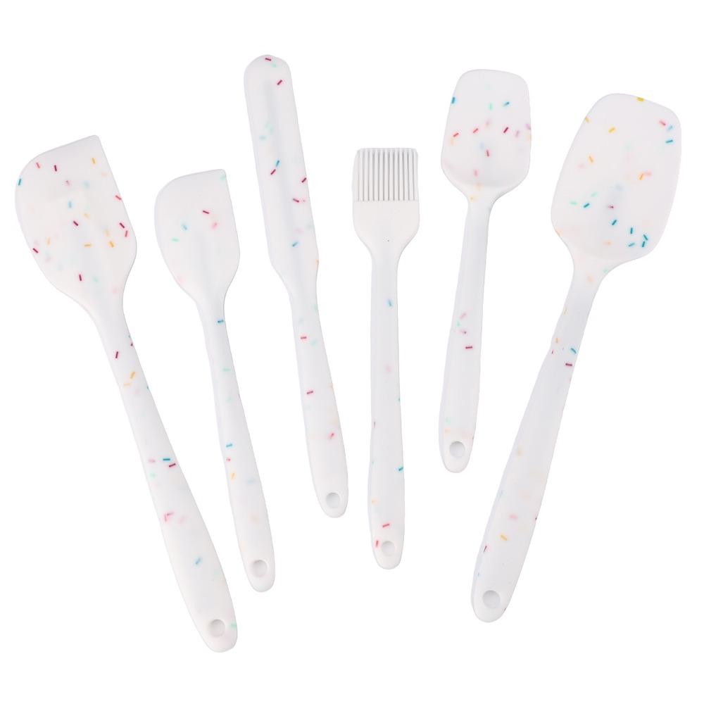 6pcs Silicone Spatula Set Food Grade Heat Resistant Non Stick Baking Cooking Mixing Scraper Kitchen Utensils Pastry Spatulas