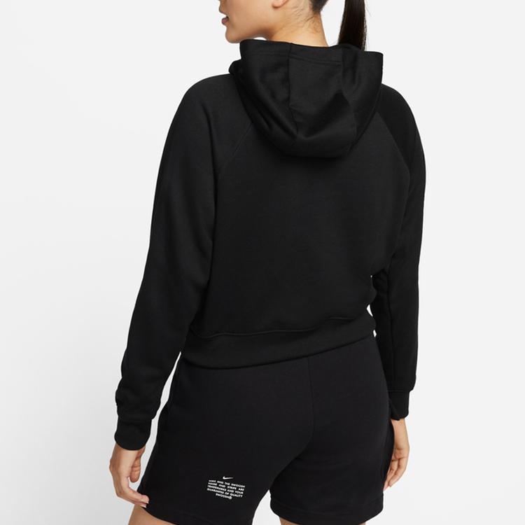 Nike Sportswear Hoodie With Letter Print Pullover Sweatshirt Women Tops Black White DJ1124-010