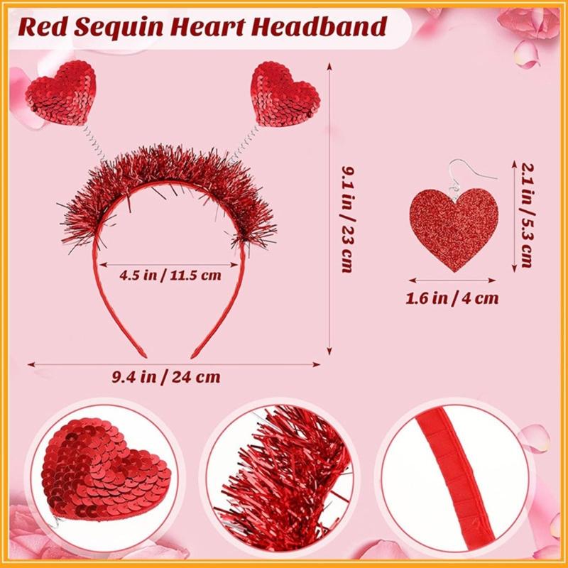 Women's Heart Earrings Valentine's Day Headband Heart Shaped Sunglasses Heart Earrings