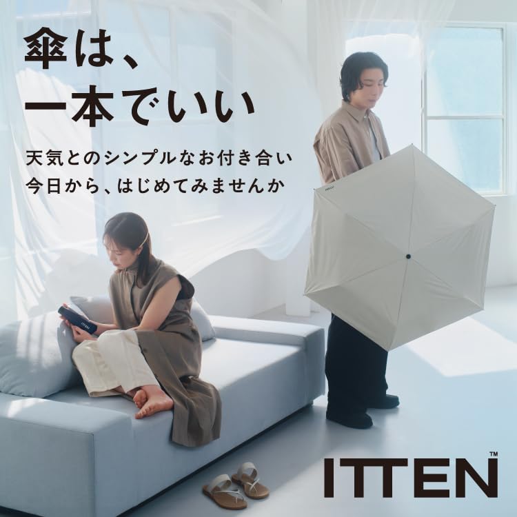 ITTEN Automatic Mini for both sunny and rainy protection of over Folding 58cm Rib Automatic and Day Open/Close Umbrella, Blue-Gray Suitable