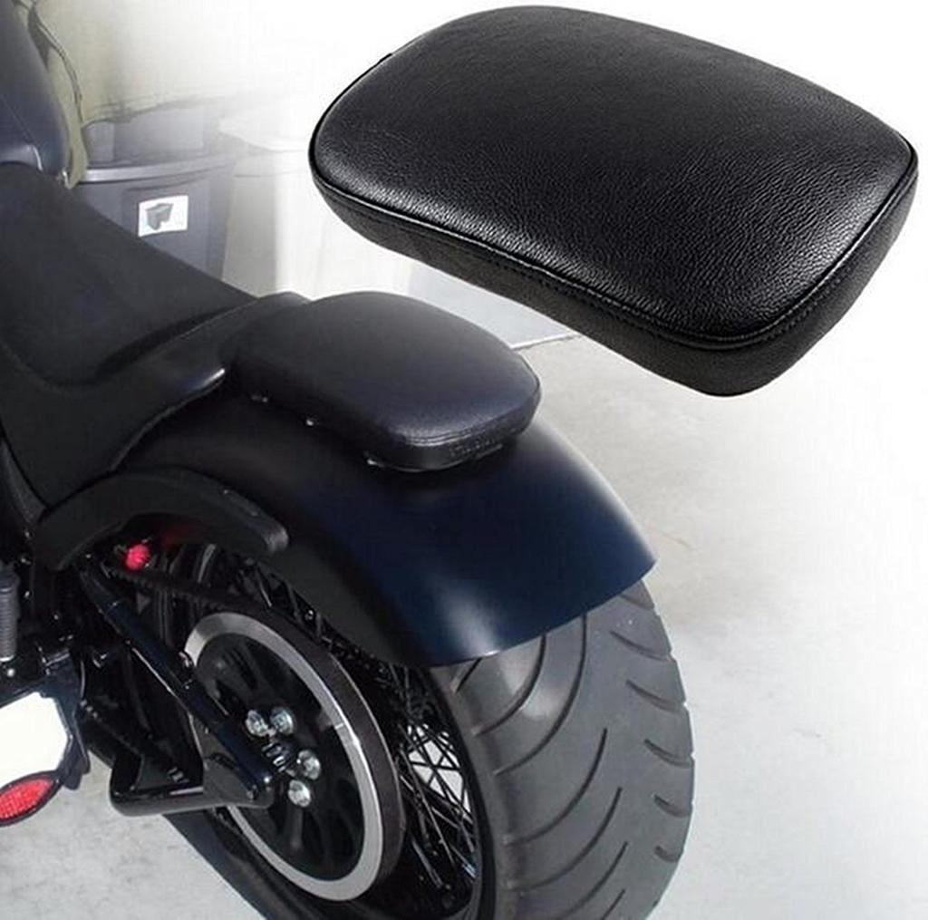 Szmsmy Motorcycle Black Rear Passenger Cushion Pillion Pad with 6 Suction Cups for Harley Custom Bikes, Choppers, and Crossovers
