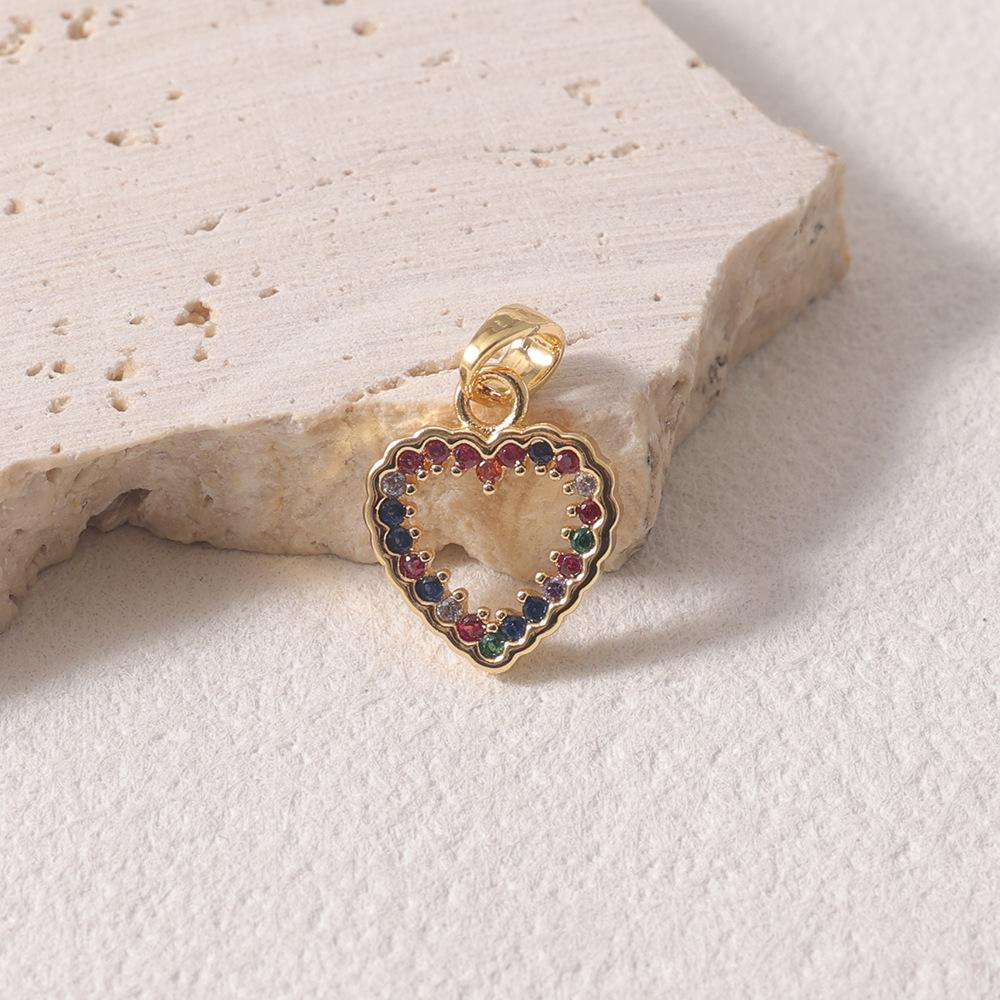 Romantic Two-Tone Heart Pendant with Multi-Color Gemstones, Women's Fashion Clavicle Chain Ornament