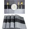 WHQ 4PCS/SET Placemats PVC Table Mat Weave Stripe Pads Pallet Coaster Napperon Table Mat Tapete De Lugar Kitchen Accessories