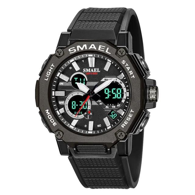 Smael 8047 Brand Sport Men Watch Quartz Watches Sports Male Clock Alarm 50M Waterproof LED Back Light Wristwatches
