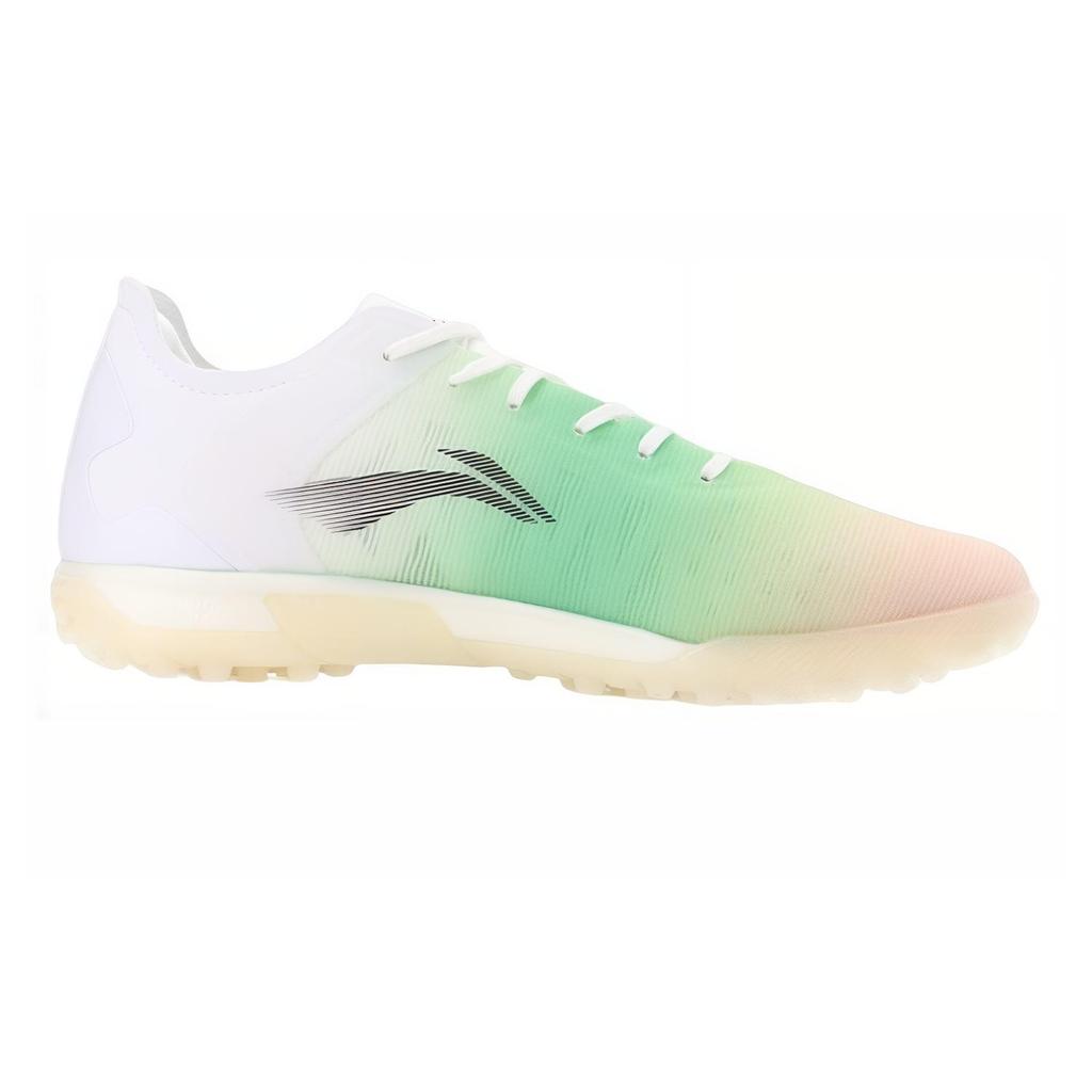 New LiNing TF Rubber Broken Studs Indoor Cushioning, Slip Resistant, And Abrasion Resistant Soccer Shoes Men's White Green ASTS019-2