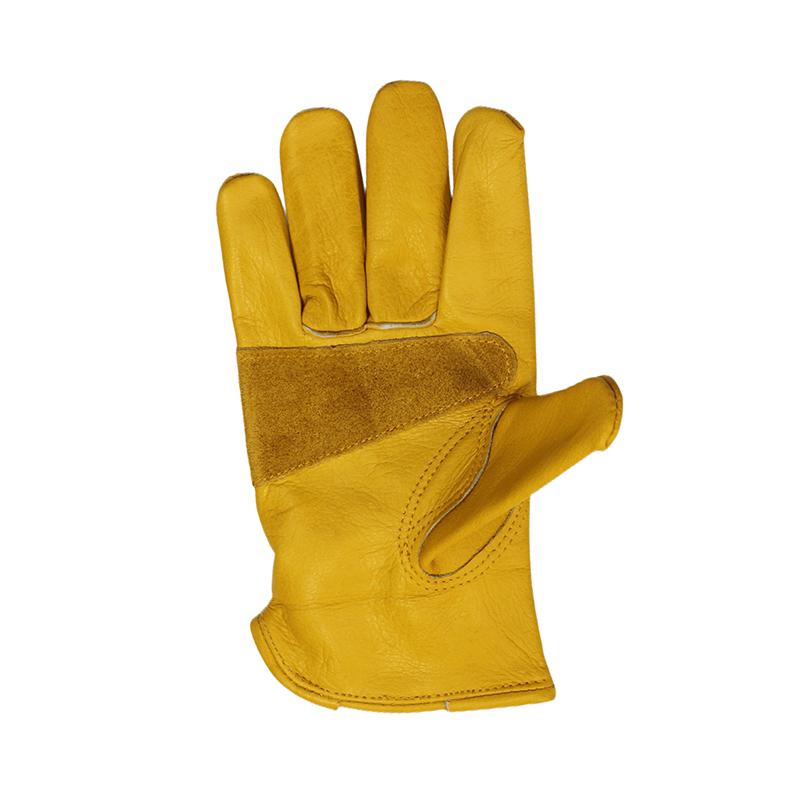 1 Pair Yellow Cowhide Heavy Duty Safety Protective Driver Working Welding Stretchable Mechanic Glove Leather Work Gloves For Men