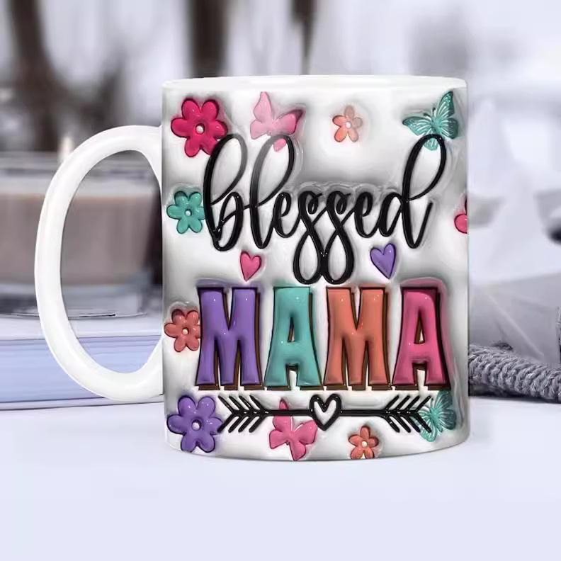 3D Best Mom Ever Ceramic Coffee Mug Mama Teacup Flower Mother