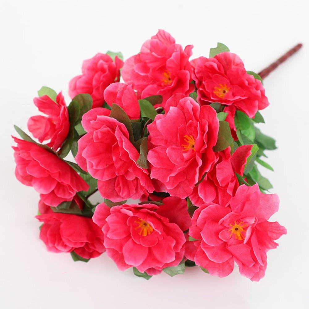 Decor Silk Flower Artificial Rhododendron Arrangements DIY 21 Head Fake Flower Handmade Bouquet Indoor and Outdoor