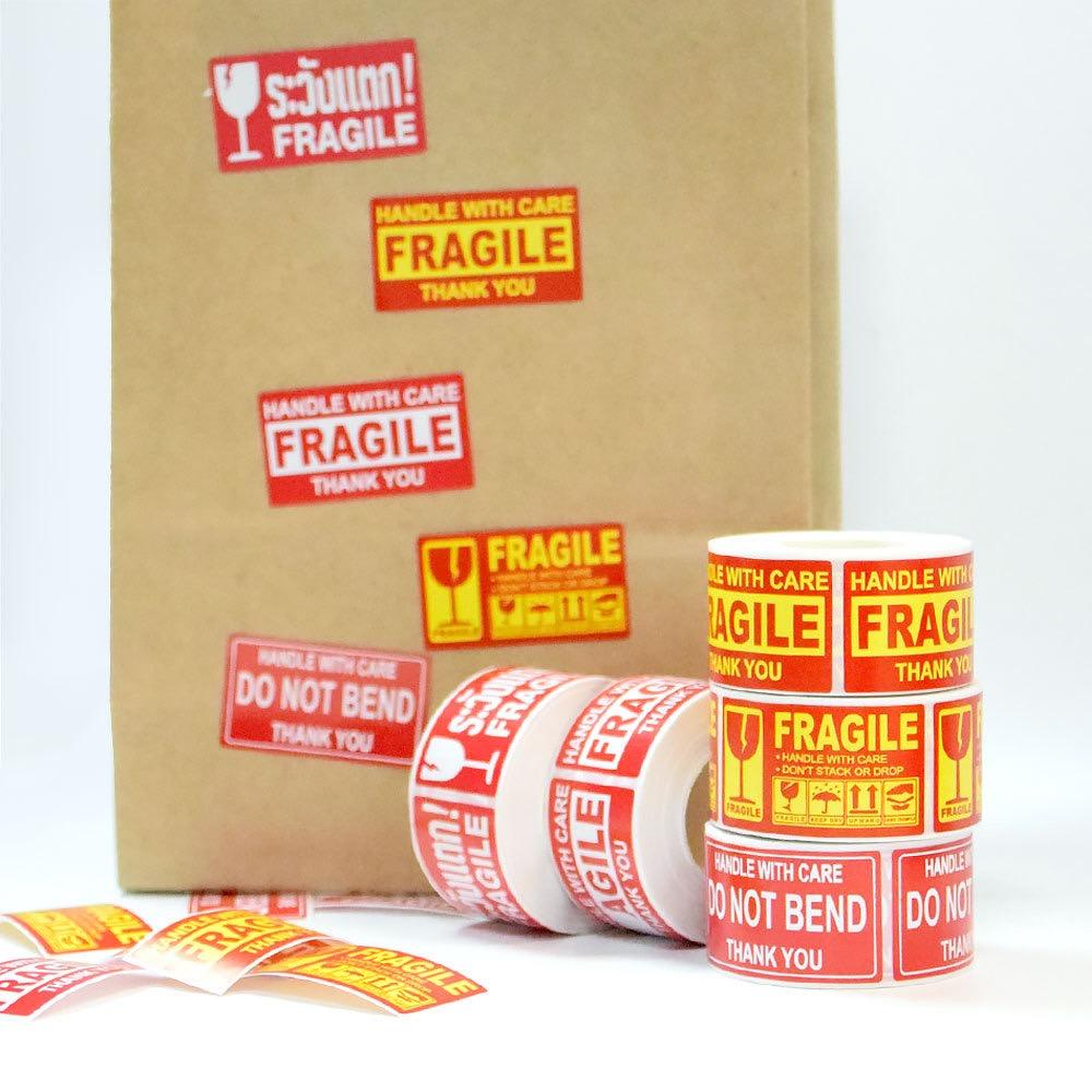 250pcs/roll,Fragile Warning Label, English Copperplate Sticker, Anti-removal Fragile Warning Label, Red Warning Label