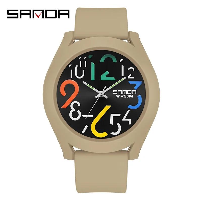 SANDA 9021 Clock Men'S Watch Silicone Strap Waterproof Watch Creative Simple Girls 'Watch New Fashion White Casual Quartz